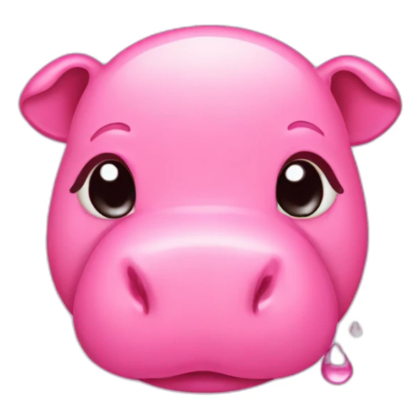 crying pink hippos with tear drops from eyes sticker