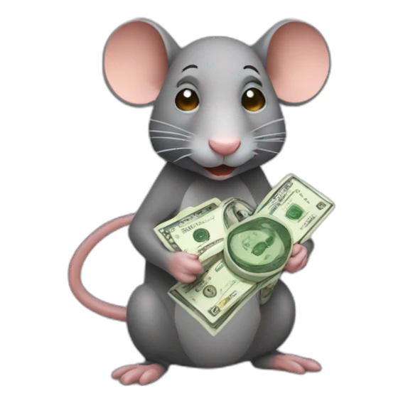 a rat who counts his money sticker