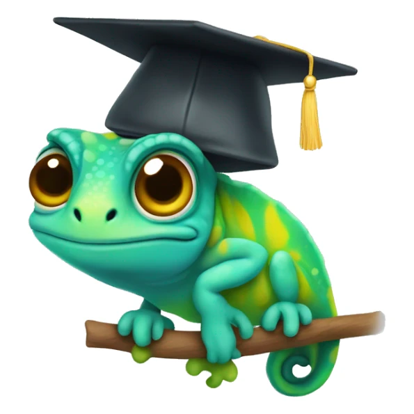 cuty chameleon with mortarboard sticker