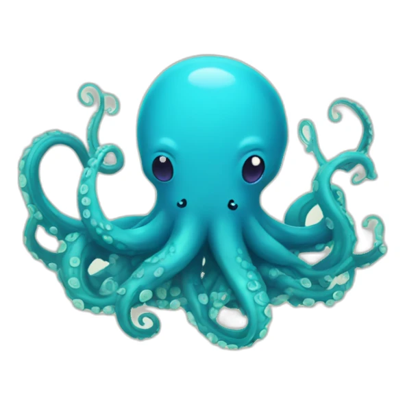 Cute blue kraken making hearts with tentacle sticker
