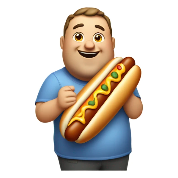 Fat man eating a hot dog sticker
