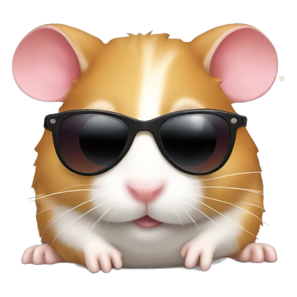 A hamster in sunglasses falling in love sticker