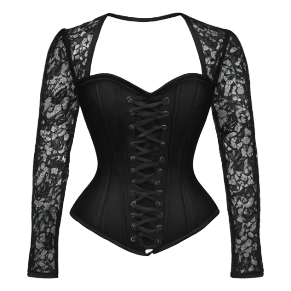black lace long sleeve corset sticker