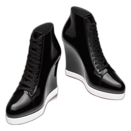 One WEDGE heel LOUBOUTIN black leather PATENT sticker