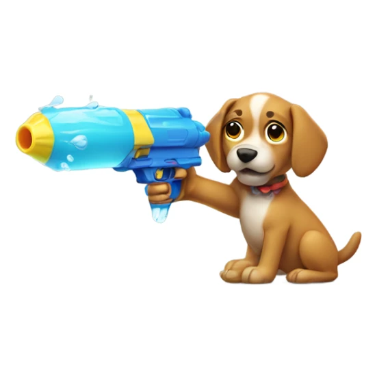Dog shooting water gun sticker