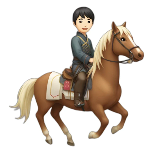 Cute japanese Guy on a horse sticker