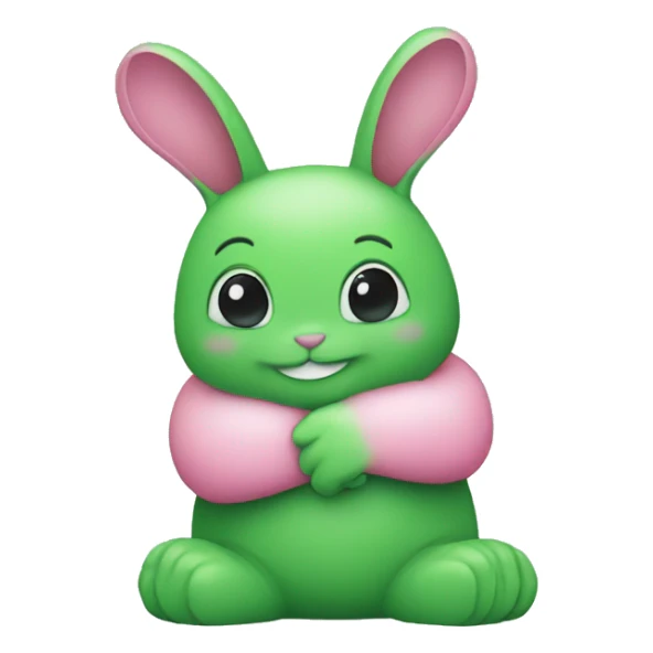 Green bunny hugging pink bunny sticker