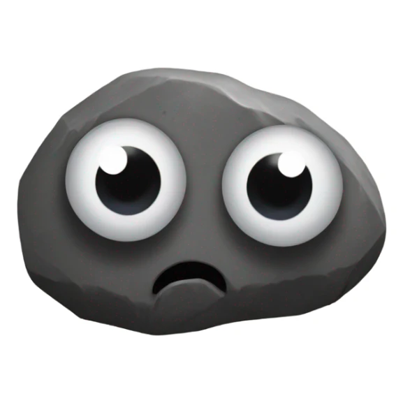 realistic rock, plastic googly eyes glued on sticker