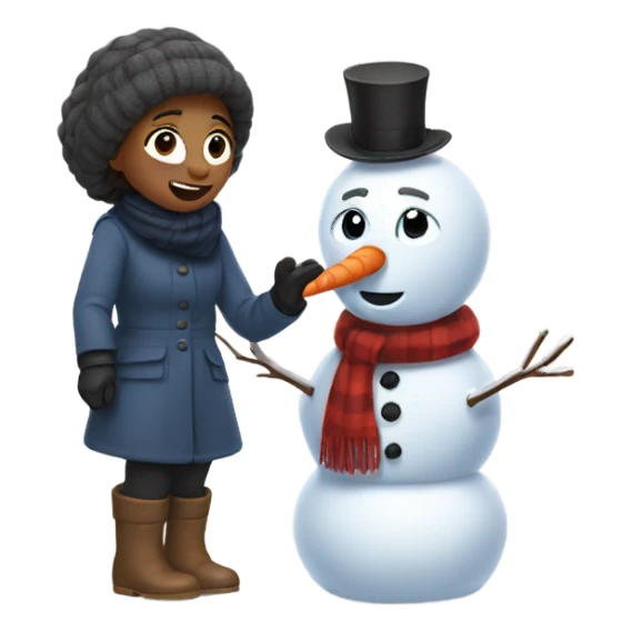 walter and elizabeth making a snowman sticker