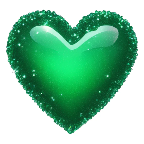 Deep green sparkling love heart sticker
