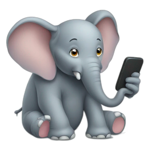 Elephant texting on its phone  sticker