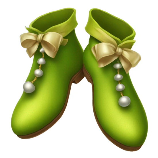 Realistic isolated chartreuse elf shoes with bells. sticker