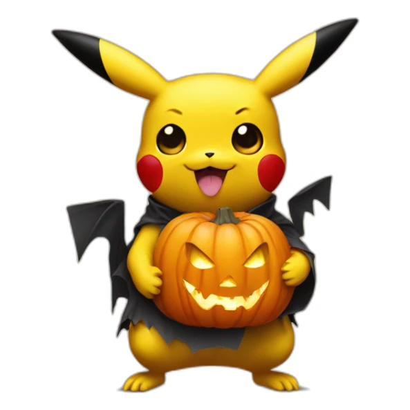 Pikachu holding a Halloween chumpkin sticker