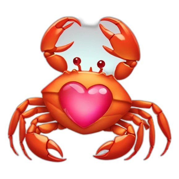 crab holding heart in diamond sticker