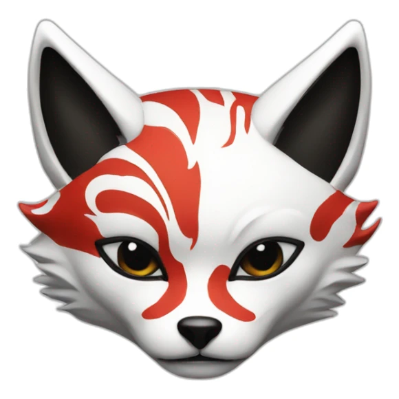Hacker with Japanese red, black, white kitsune mask sticker