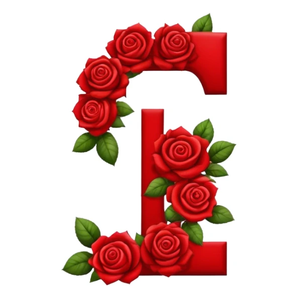 Roses alphabet letter i sticker