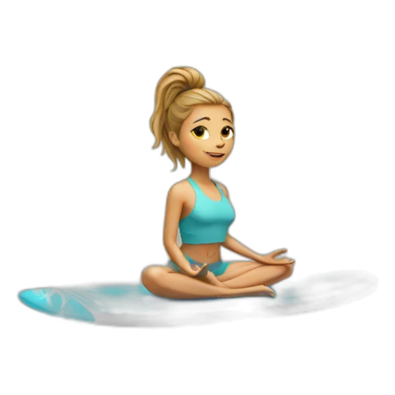 Yoga girl on surfboard sticker