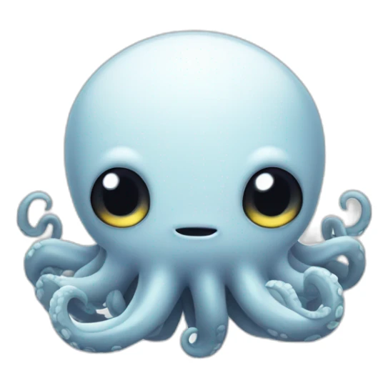 cute white kraken with cute face shy  sticker