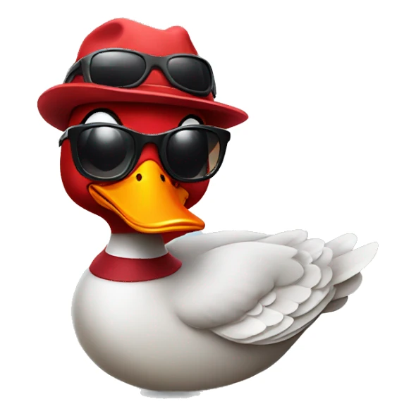 Red duck with sunglasses and propeller hat sticker