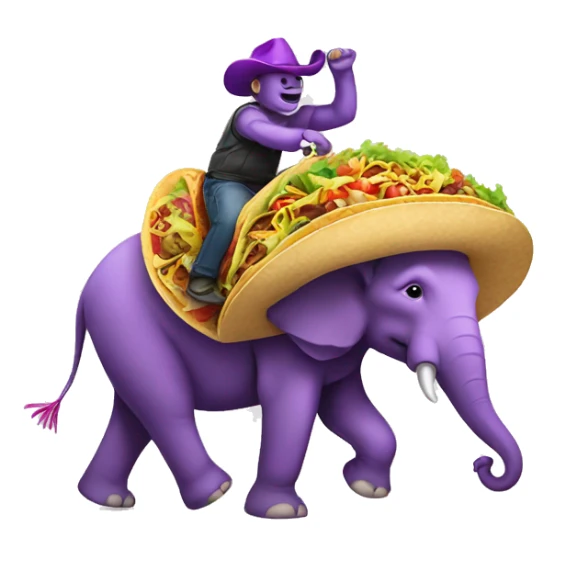 One purple elephant riding on a taco sticker