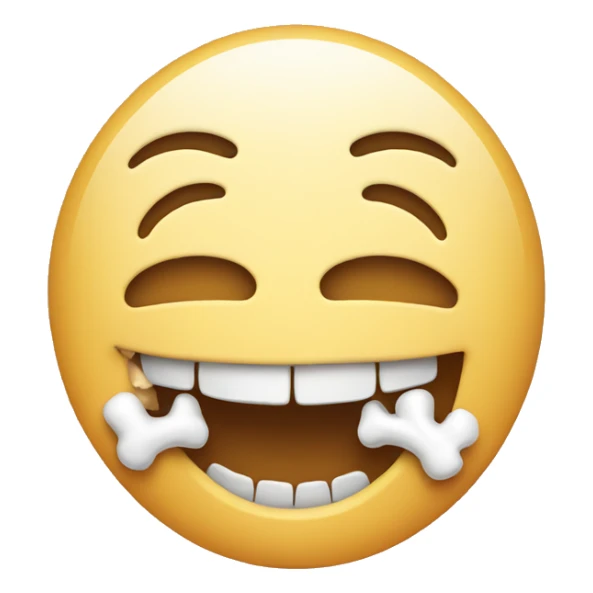 Smiling emoji with bone in his mouth sticker
