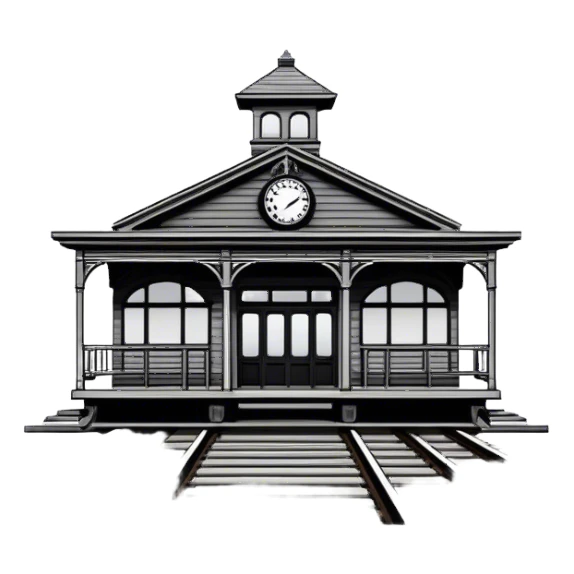 Old western time train station outlined in black sticker