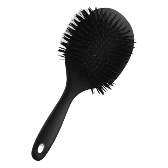 Black hairbrush with handle sticker