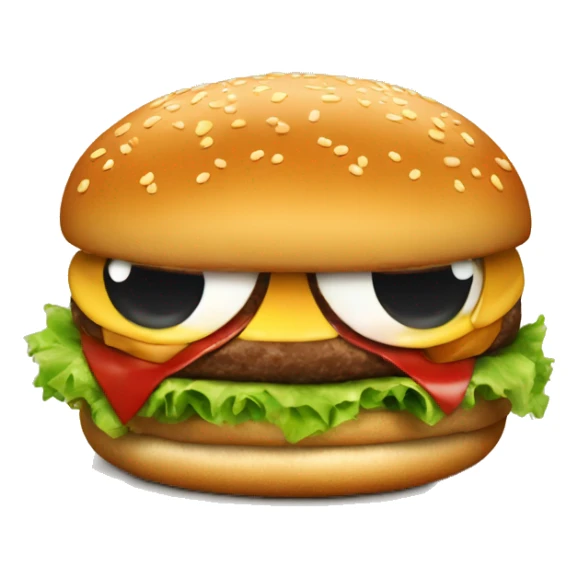 Burger with eyes on it looking to the left sticker