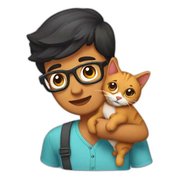 Puru vijayvargia holding a cat sticker