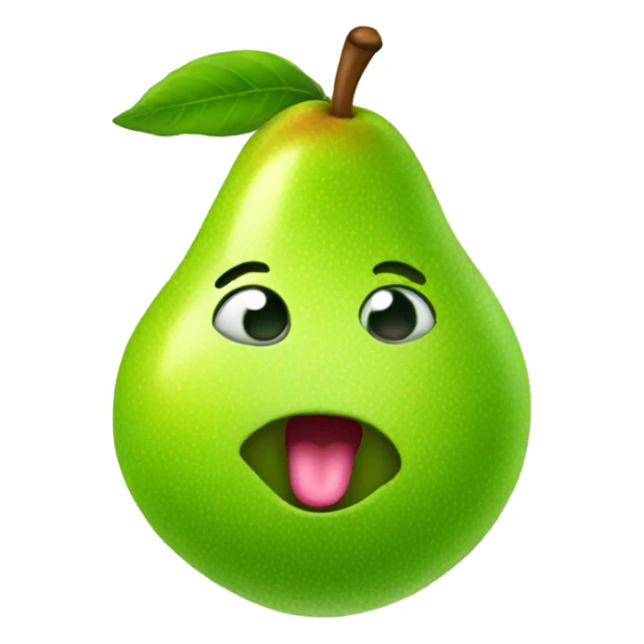 Shiny Green Cute pear with tongue sticker