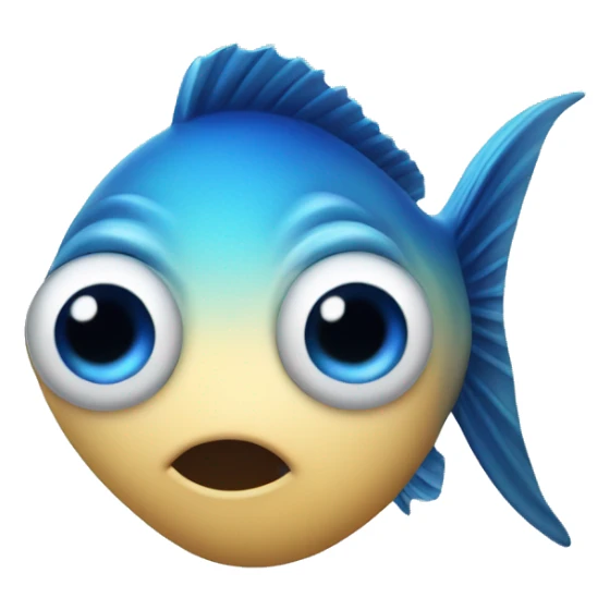 The blue fish had buttons on its eyes. sticker