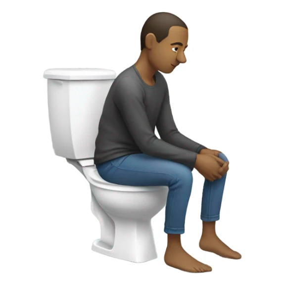 Someone sitting on toilet using a stool to raise their legs  sticker