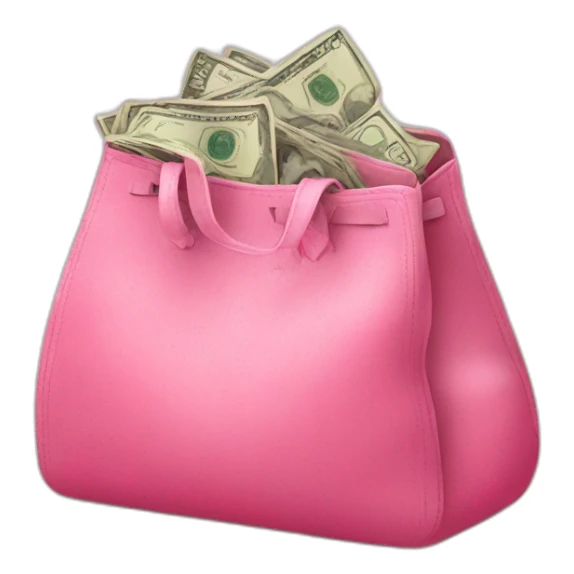 pink bag with money sticker