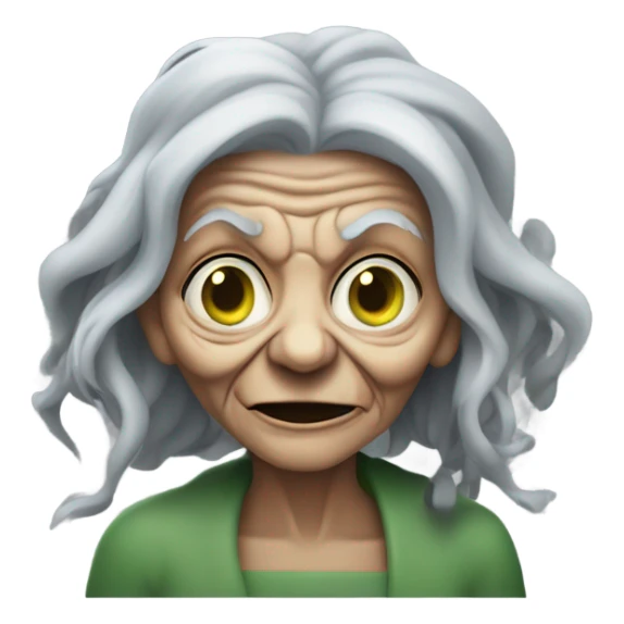 Scary old women with goblin sticker