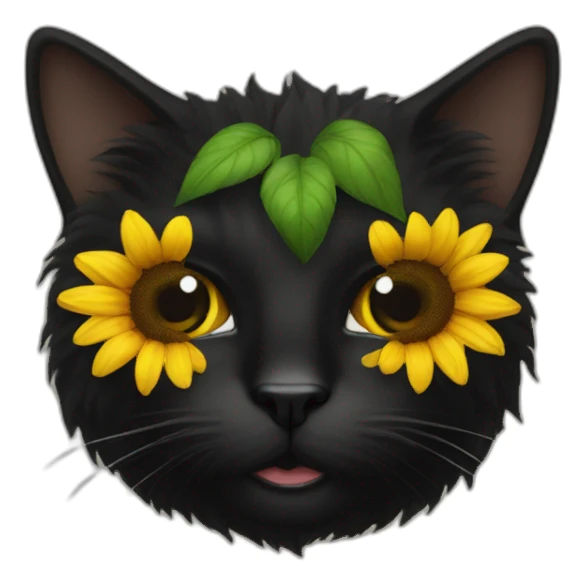 sunflower center black cat face sticker