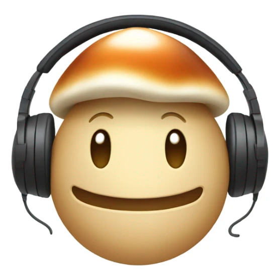 Mushroom emoji wearing headphones   sticker