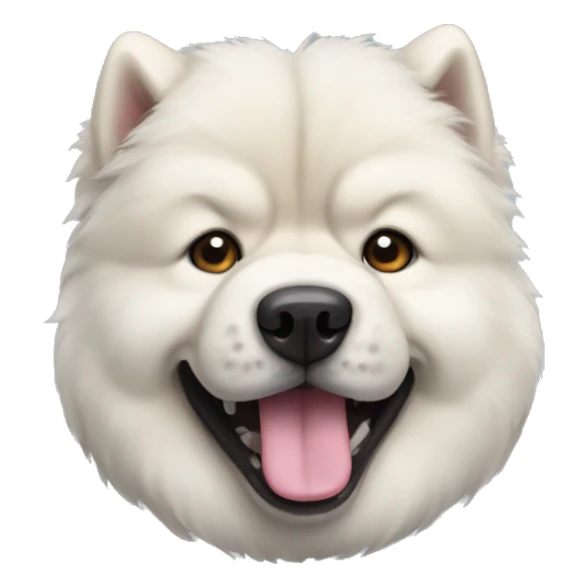 A White chow-chow with blue tongue sticker