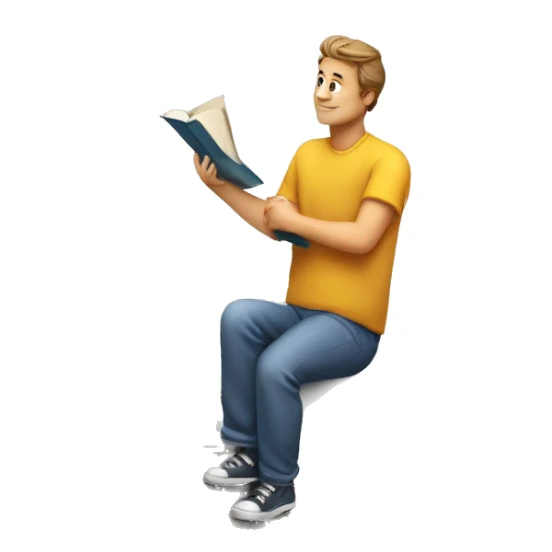 A person with book ,bill,cup,thinking, and climbing the steps  sticker