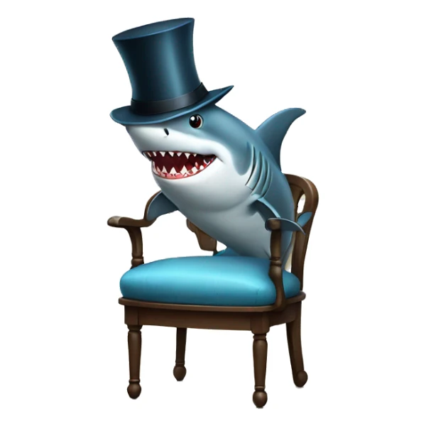 Shark with a top hat sitting on a chair  sticker