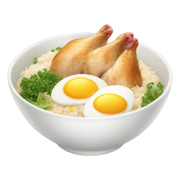 chicken rice bowl with two eggs sticker