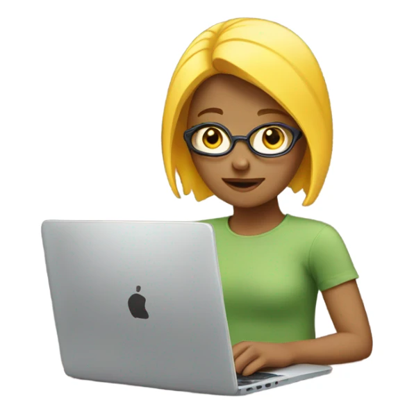 yellow girl in laptop  sticker