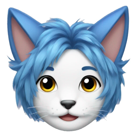 furry blue hair with cat ears sticker