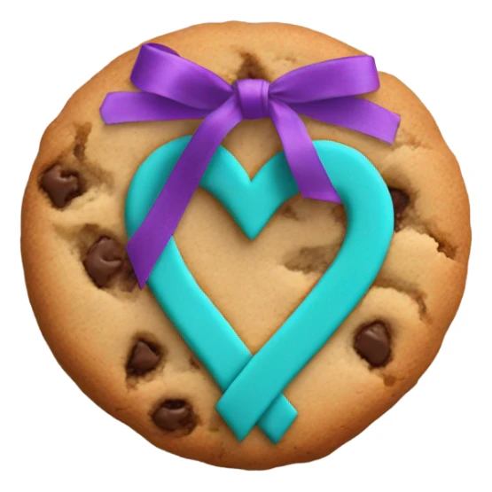 Cookie heart with purple teal awareness ribbon loop sticker