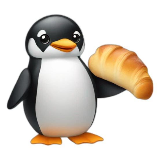 Penguin with  croissant  sticker