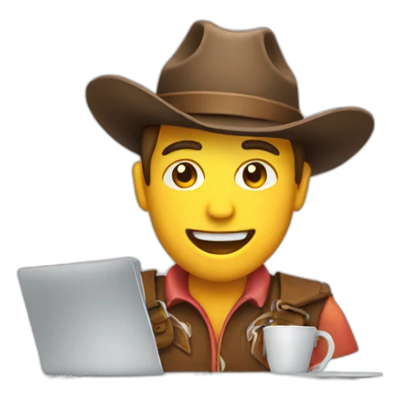 cowboy emoji as a developer on a laptop sticker