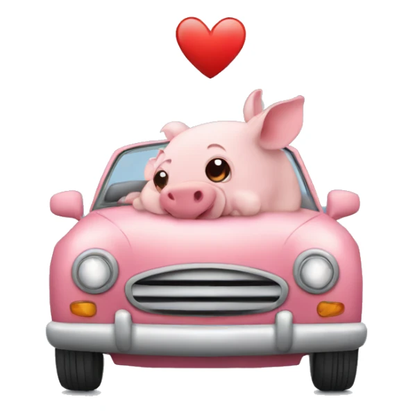 Car de cerdito con corazones sticker