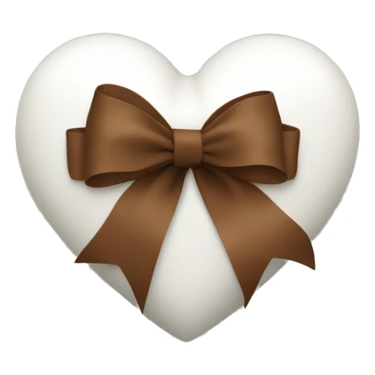 A white heart with brown ribbon sticker
