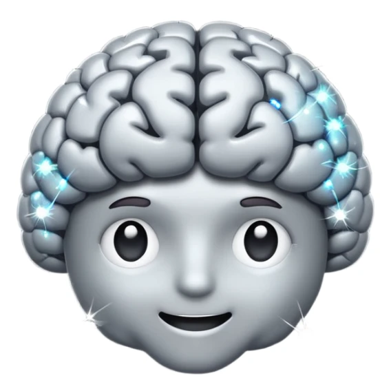 brain with sparkles, flat cartoon emoji style sticker