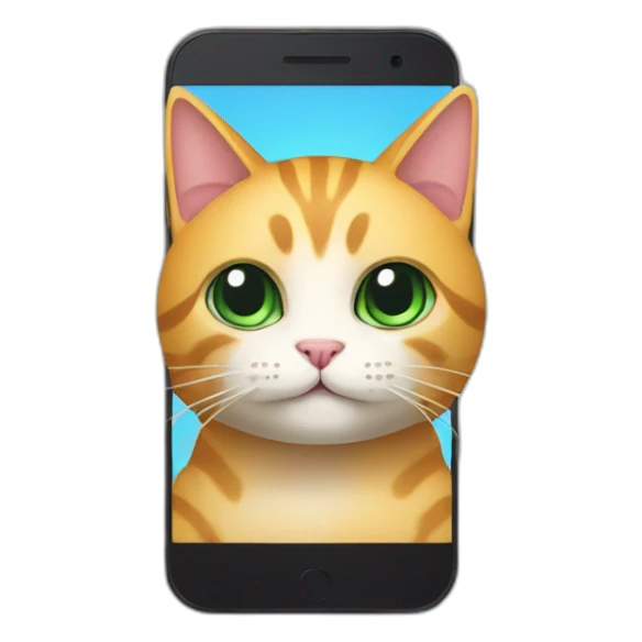 chatbot cat inside of a smartphone sticker