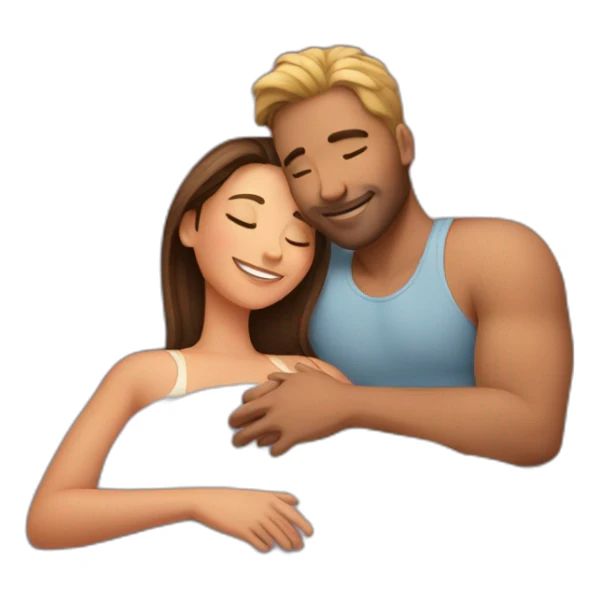 Woman and man cuddling in bed sticker